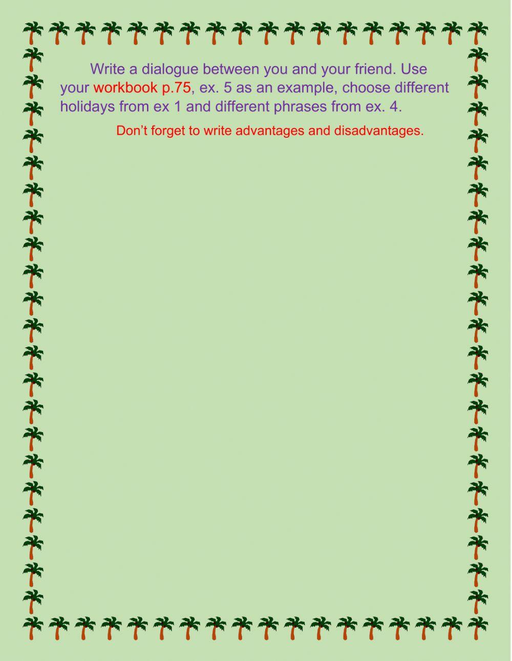 Writing a dialogue. grade 6