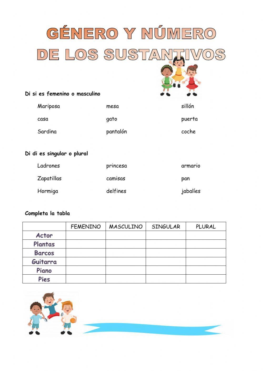 Género y número de los sustantivos