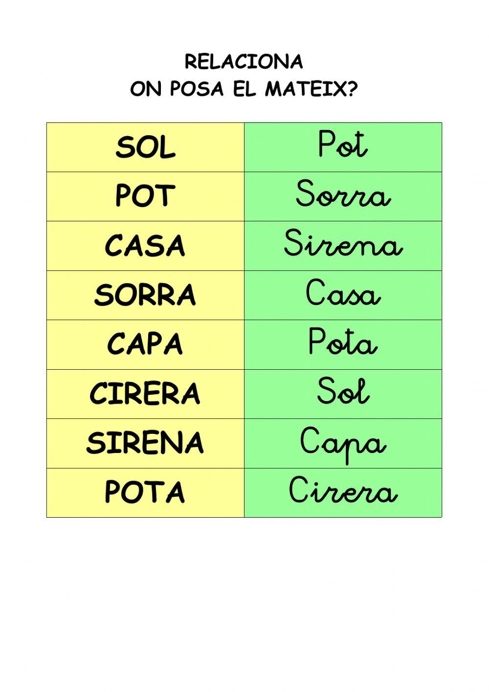 Relaciona lletra pal-lligada