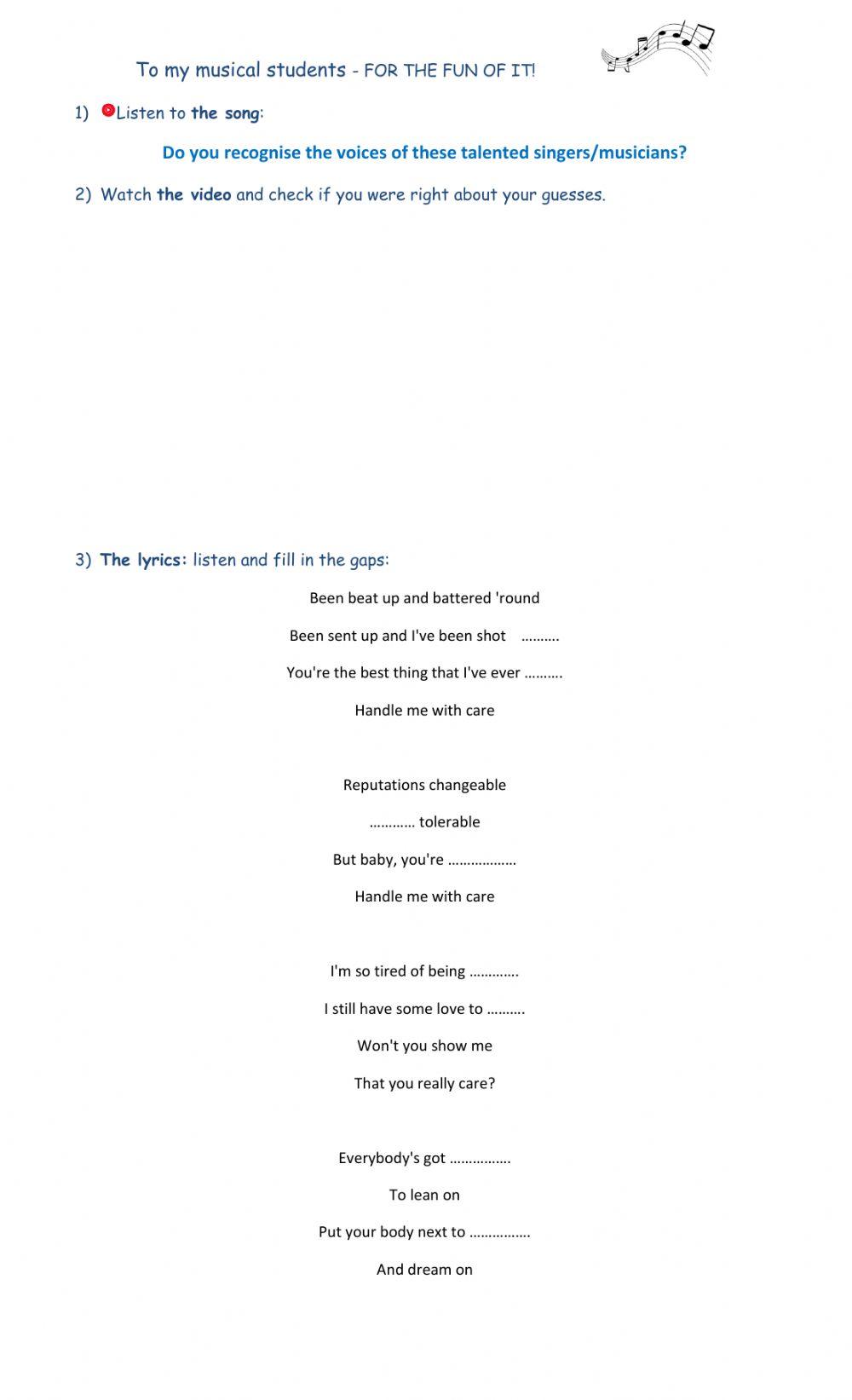 A song: Handle with Care