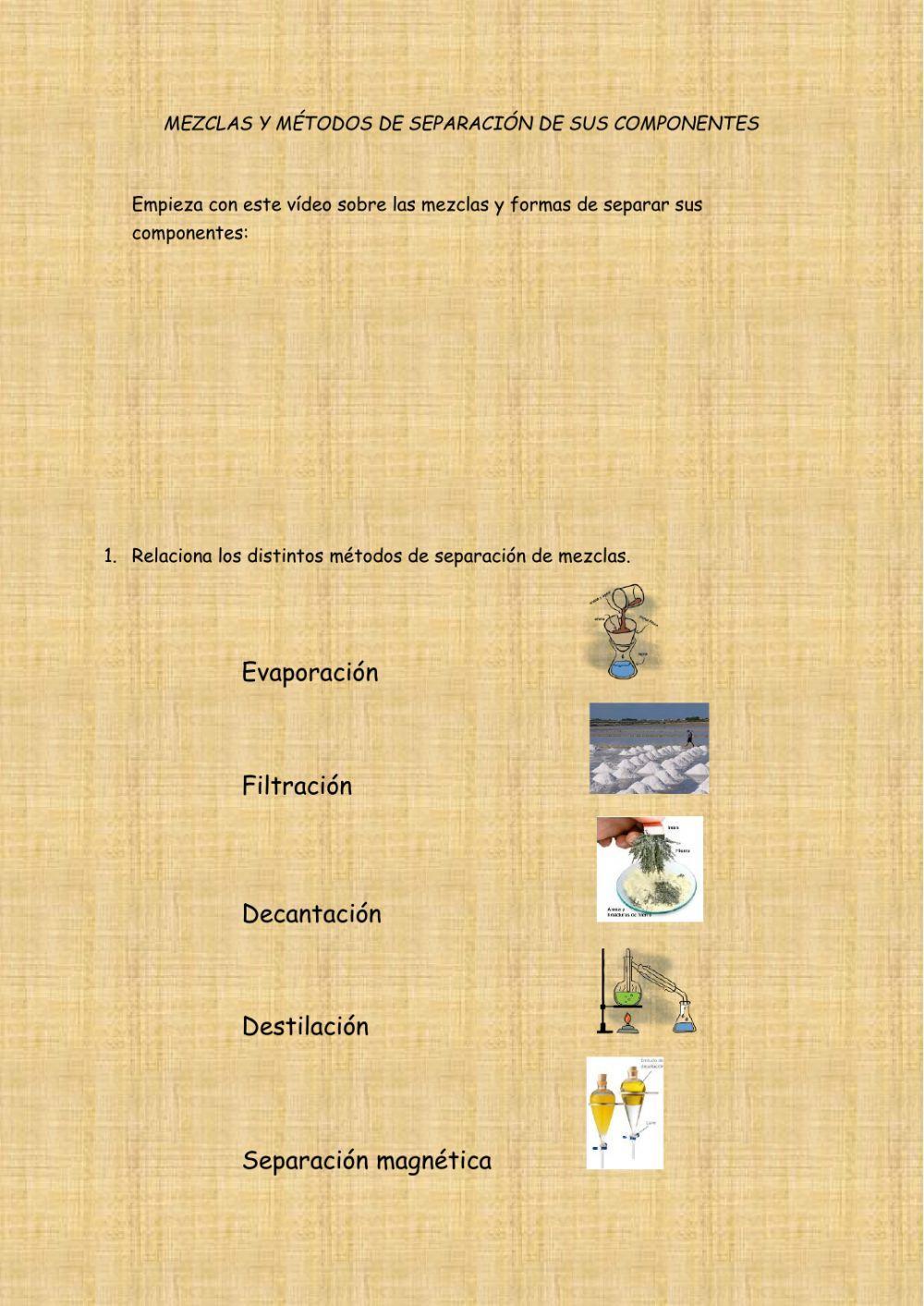 Métodos de separación de mezclas
