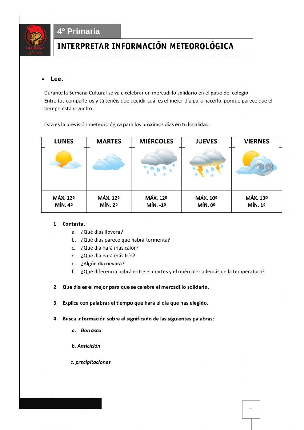 Interpretar información meteorológica