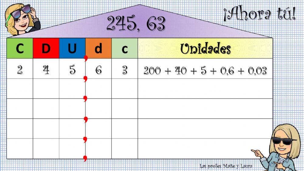 Casita descomposición decimales