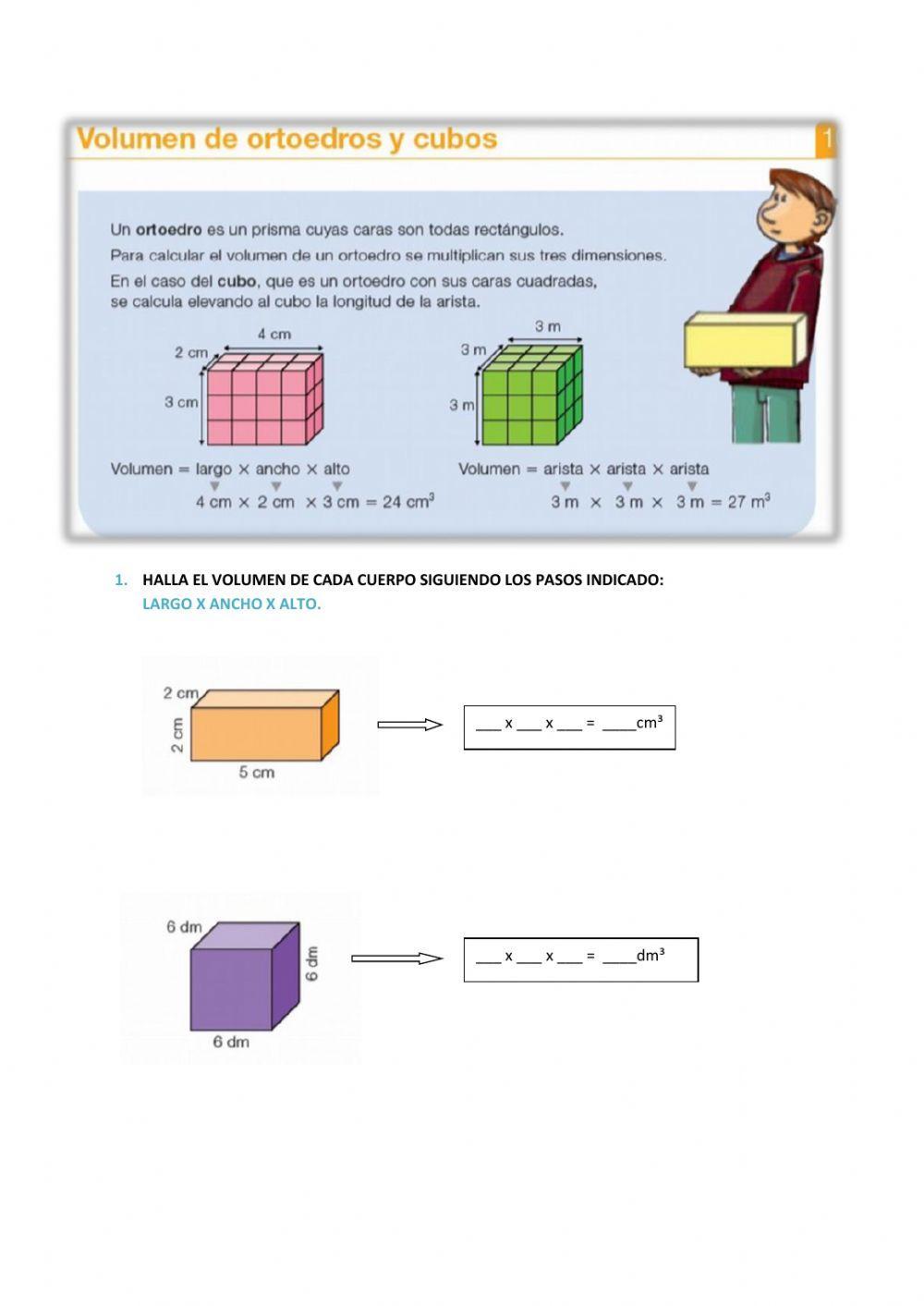 Volumen de ortoedros y cubos