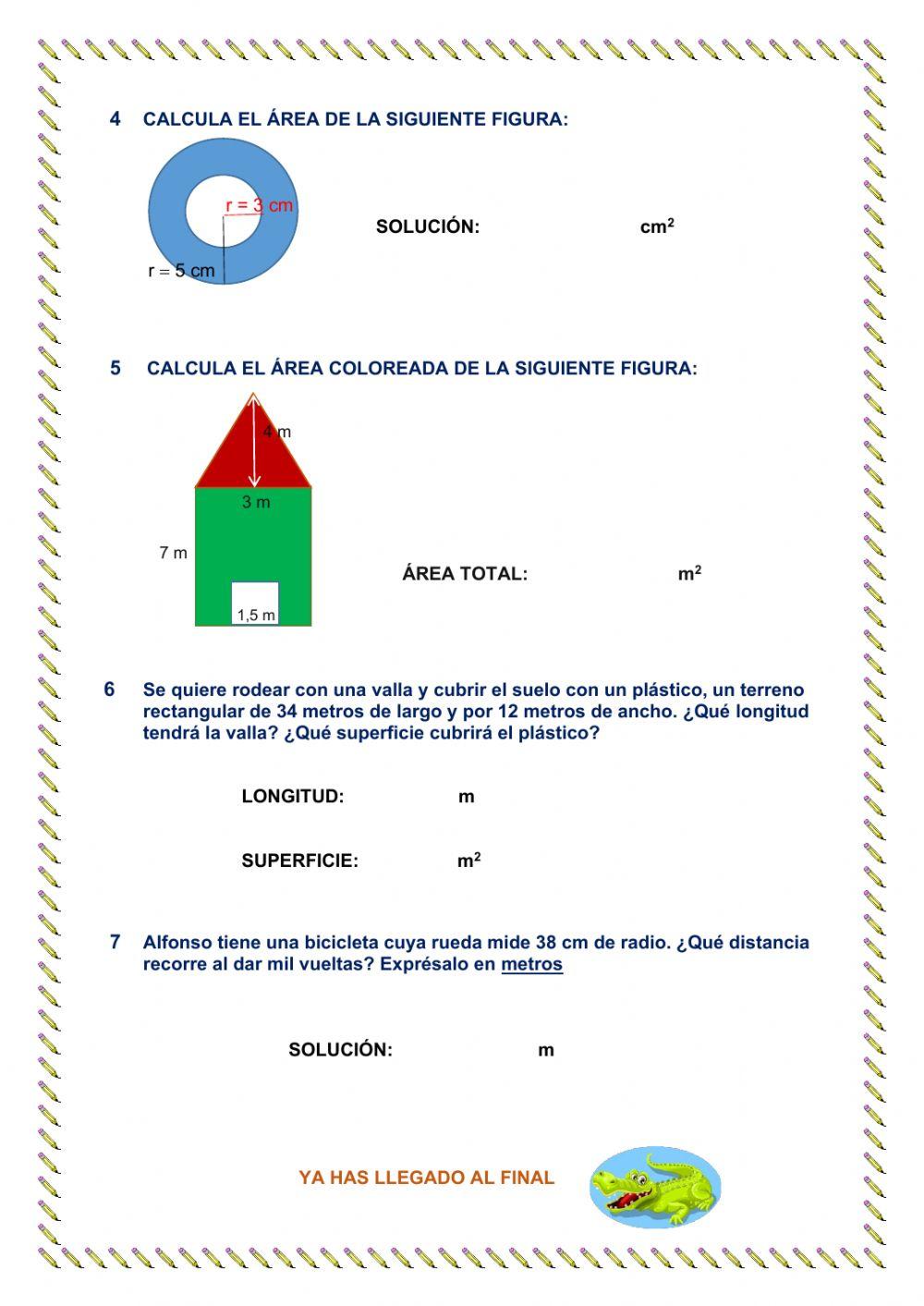 Cálculo de áreas y perímetros