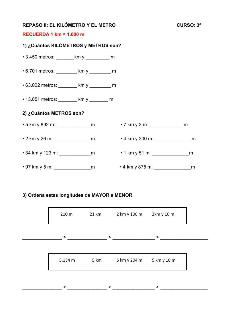 El kilómetro y el metro