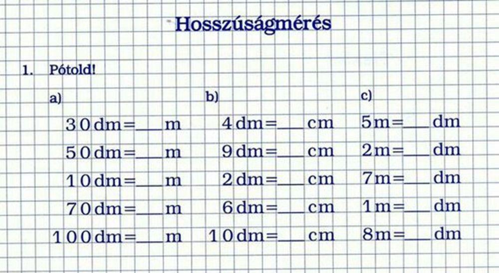 matematika mértékváltás