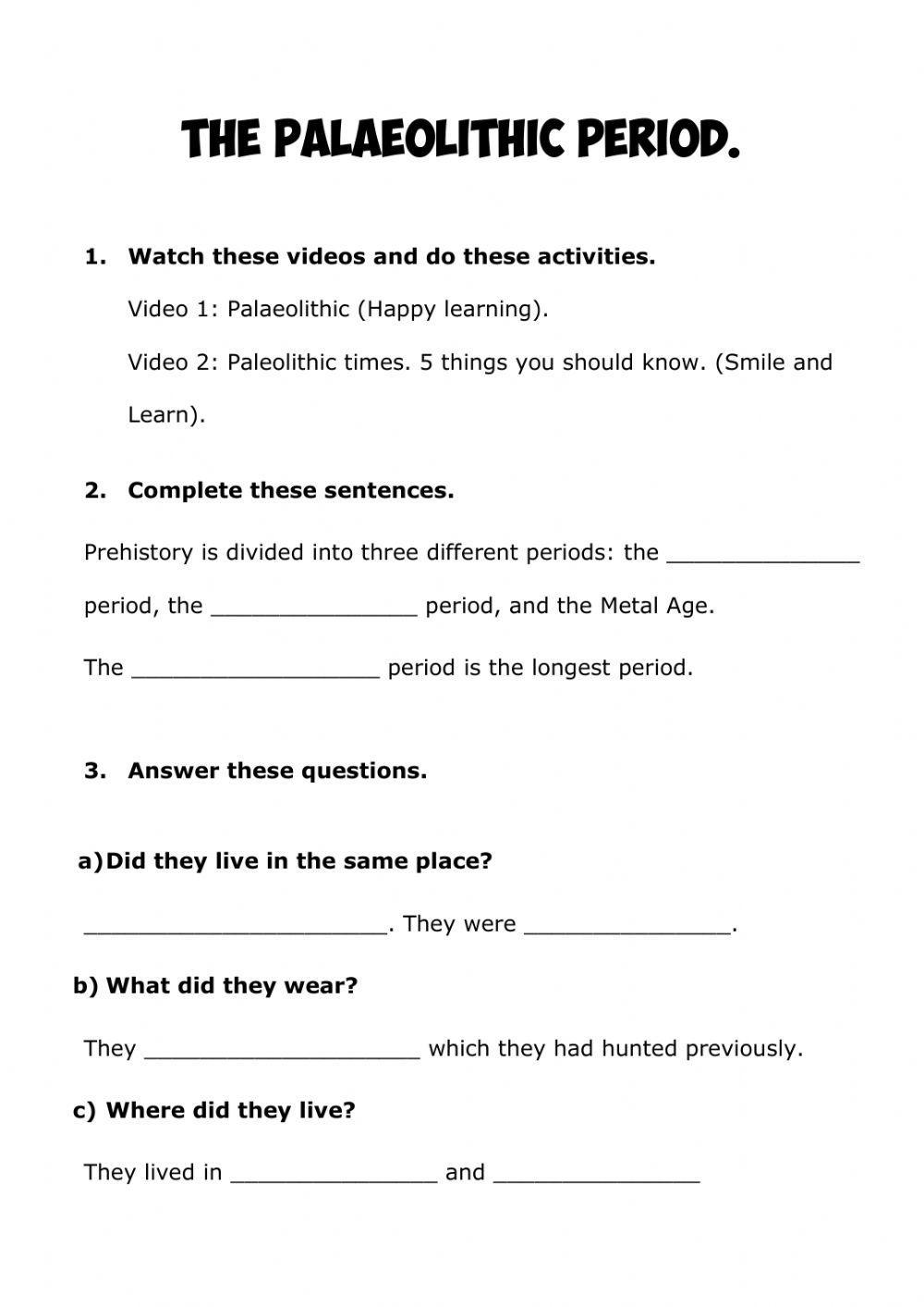 The palaeolithic period