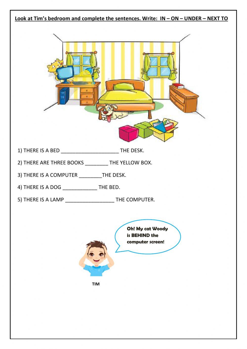 Complete using prepositions of place