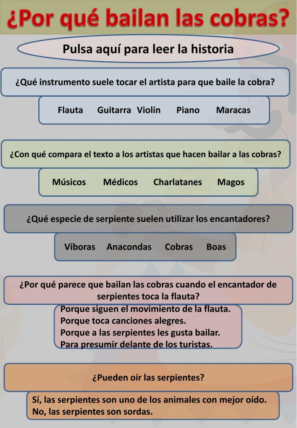 Comprensión lectora ¿Por qué bailan las cobras?