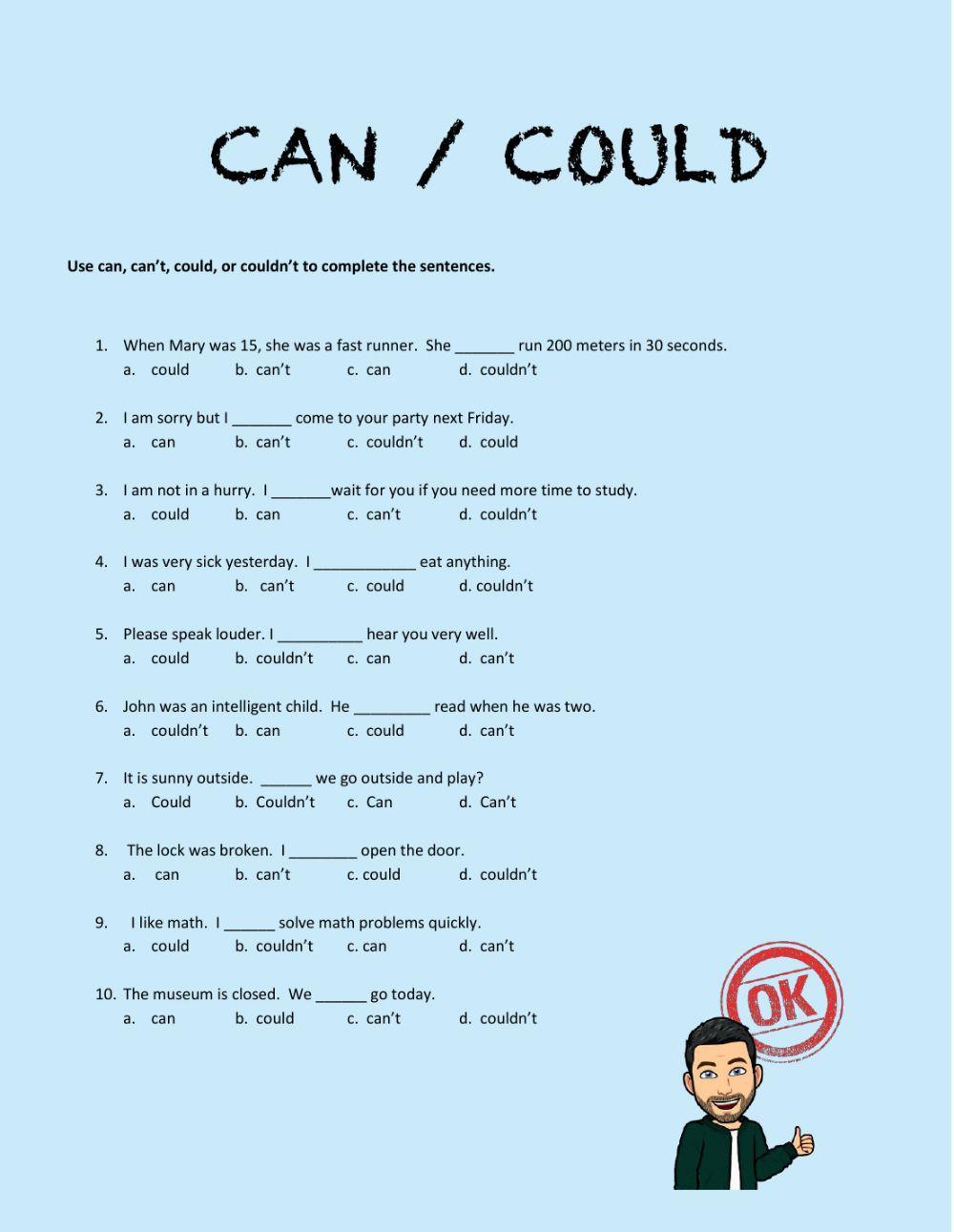 CAN COULD 194708 Javicano10 Live Worksheets can-could-194708-javicano10-live-worksheets