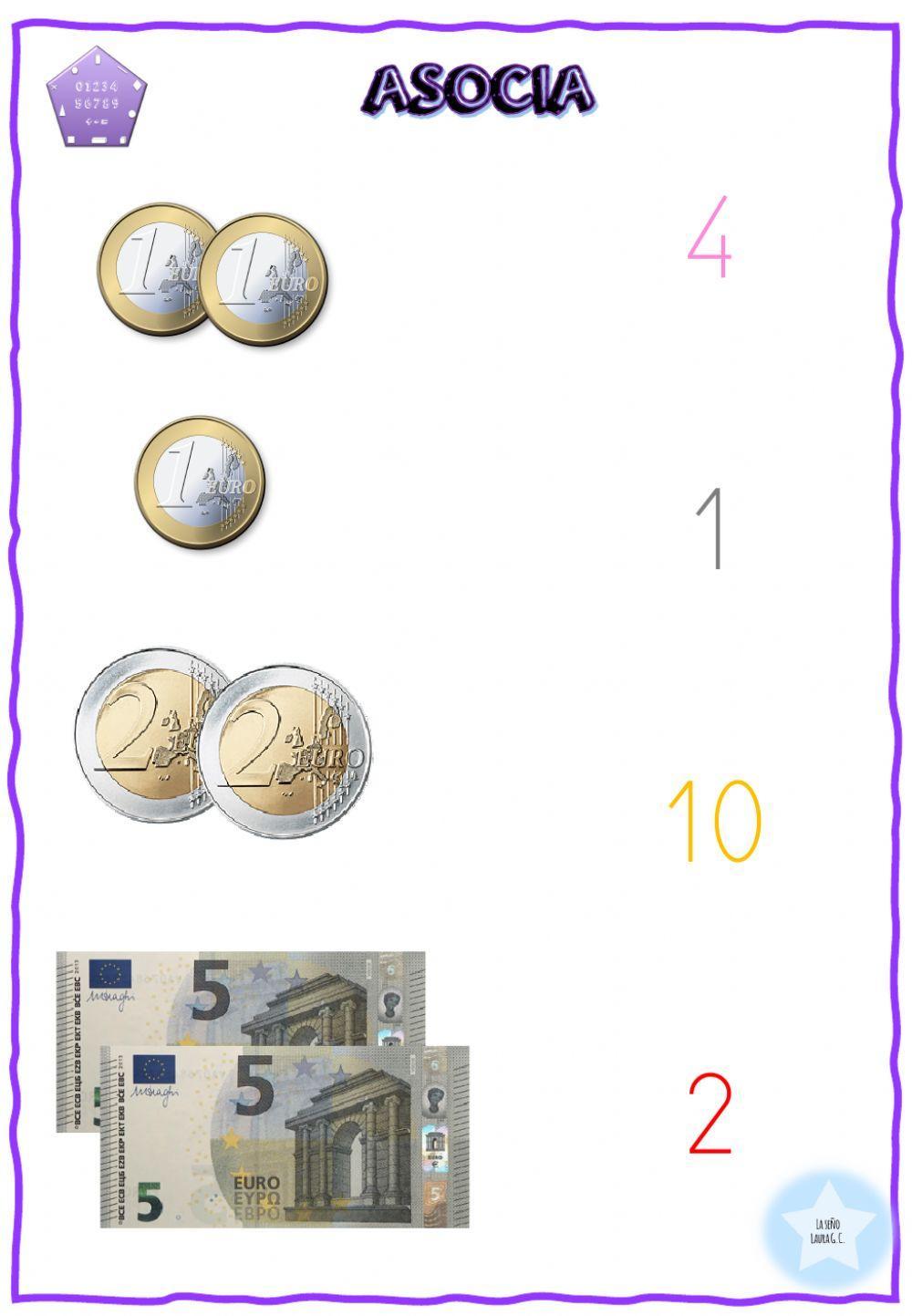 Asocia euros cantidad