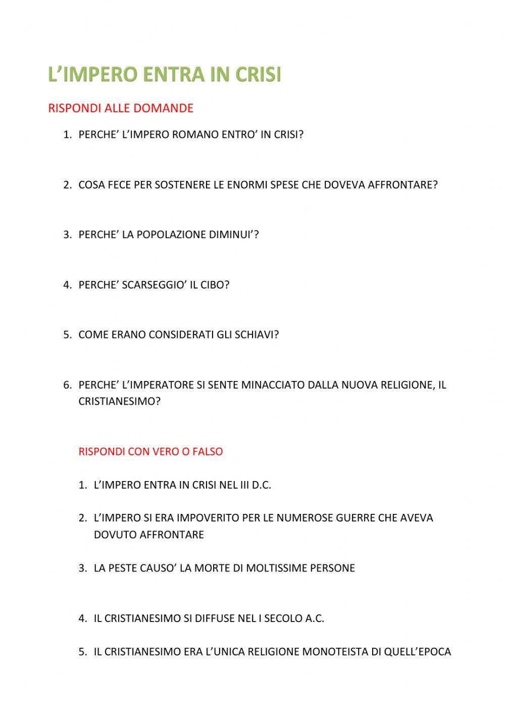 La crisi dell'impero romano