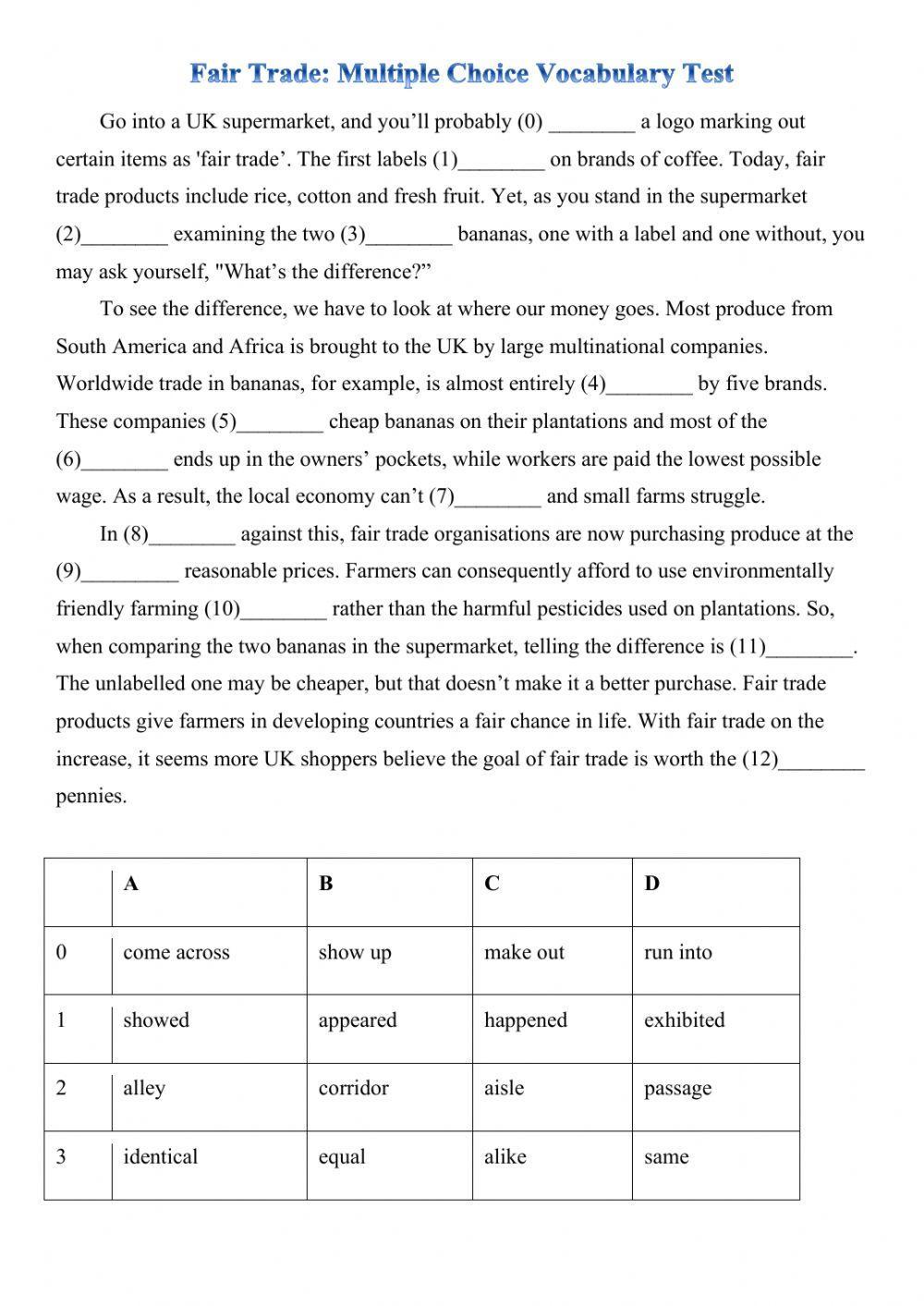194833 | Multiple Choice Vocabulary Test | Allakolos