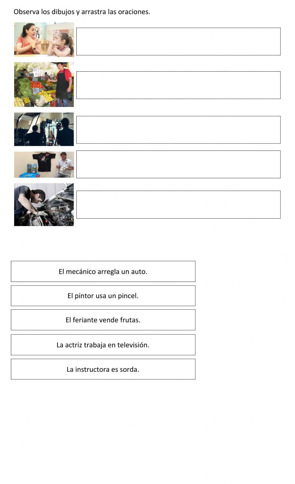 Asocia el enunciado con el dibujo