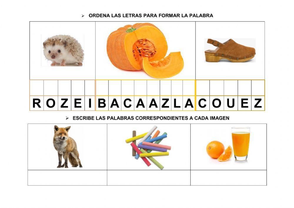 Escribir palabras con z