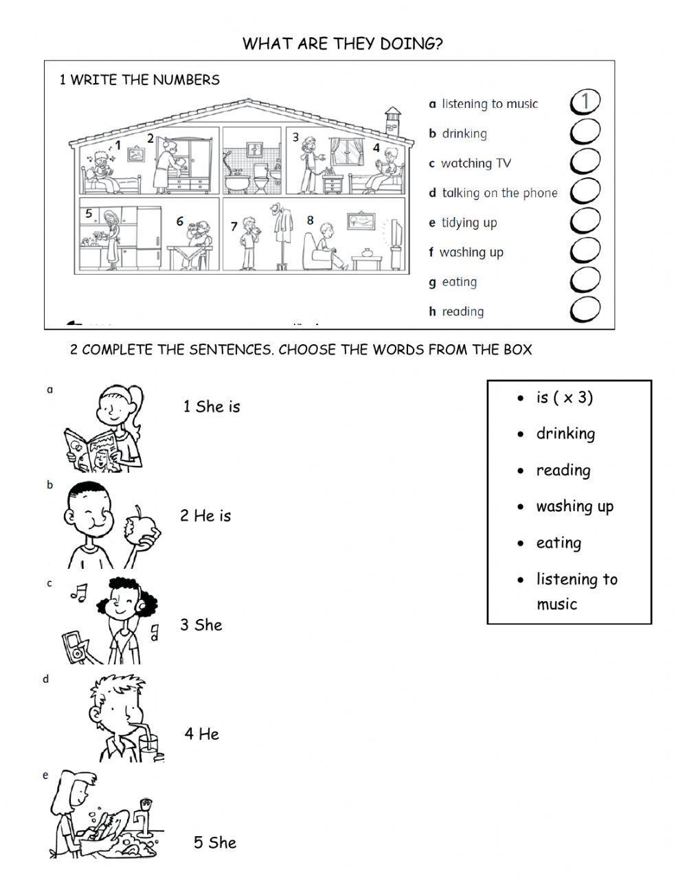 What are they doing? free exercise | Live Worksheets