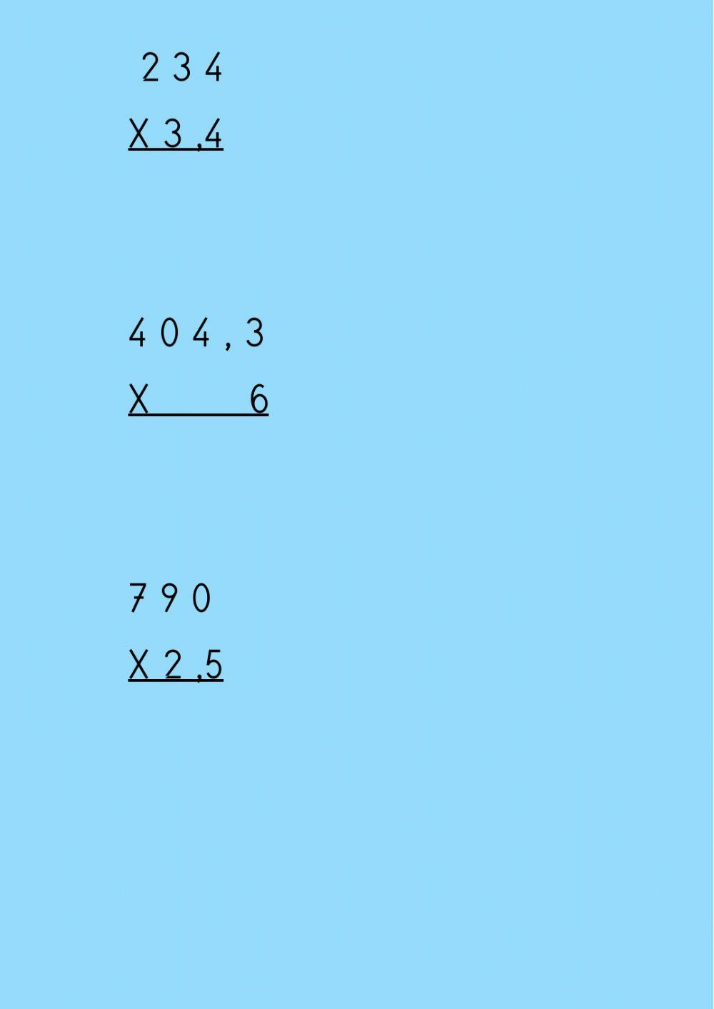 Multiplicaciones números decimales