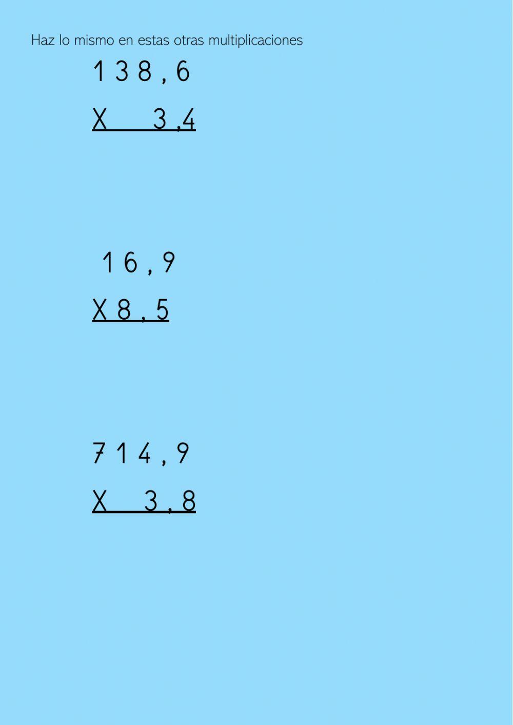 Multiplicaciones números decimales