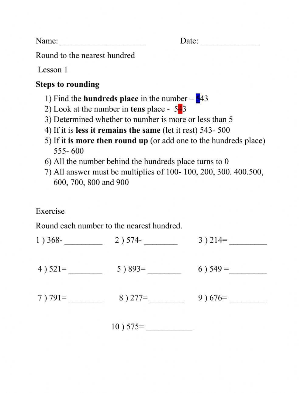 Rounding to the nearest tens