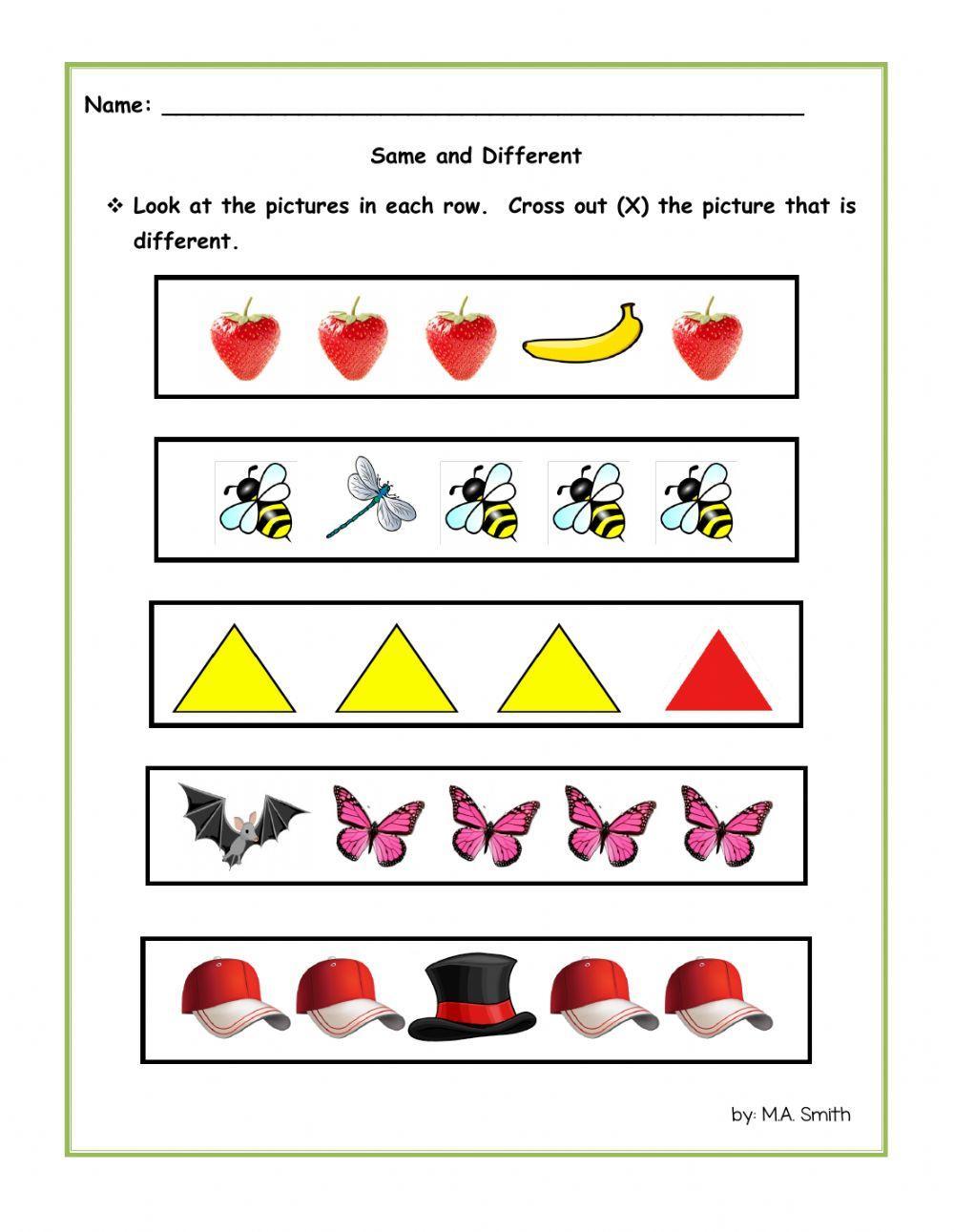 Same and Different worksheet | Live Worksheets same-and-different-worksheet-live-worksheets