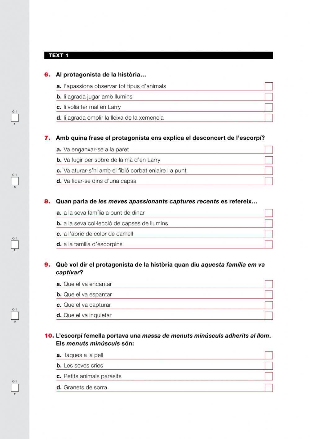 Comprensió lectora: escorpí