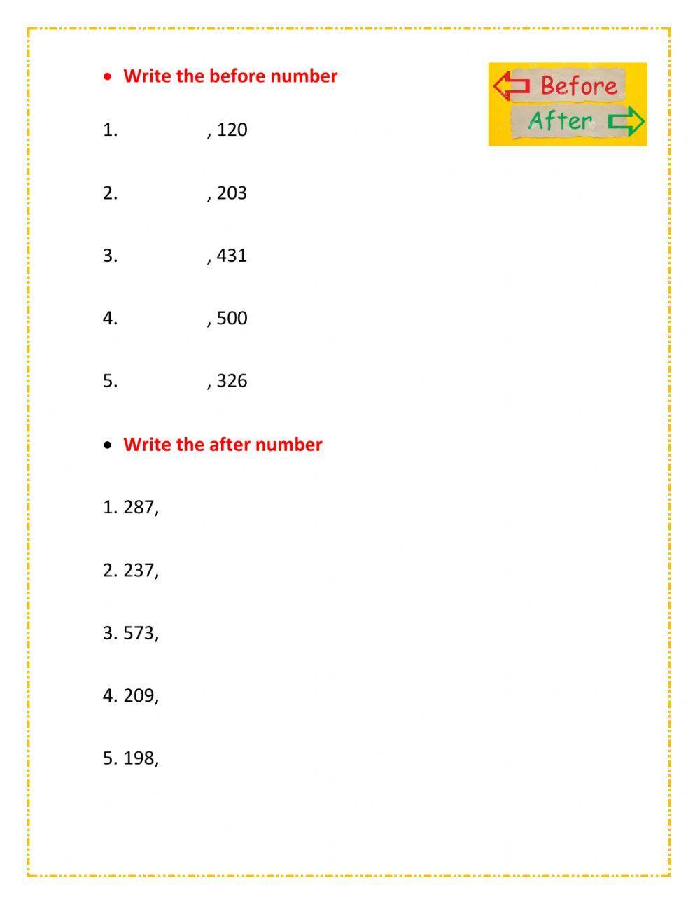 Find before and after number