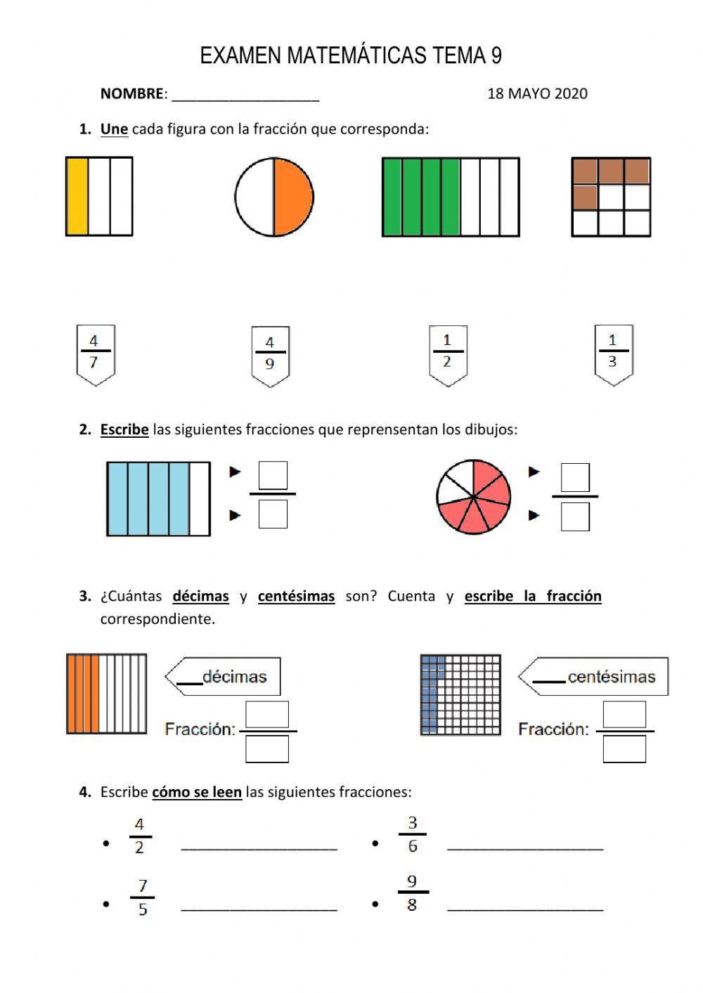Examen Matemáticas Tema 9
