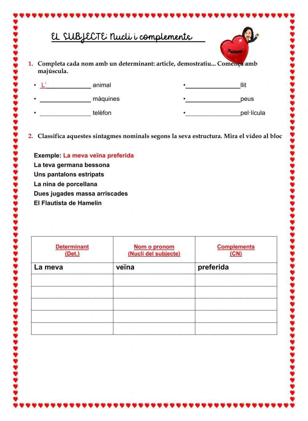 Subjecte: nucli i complements