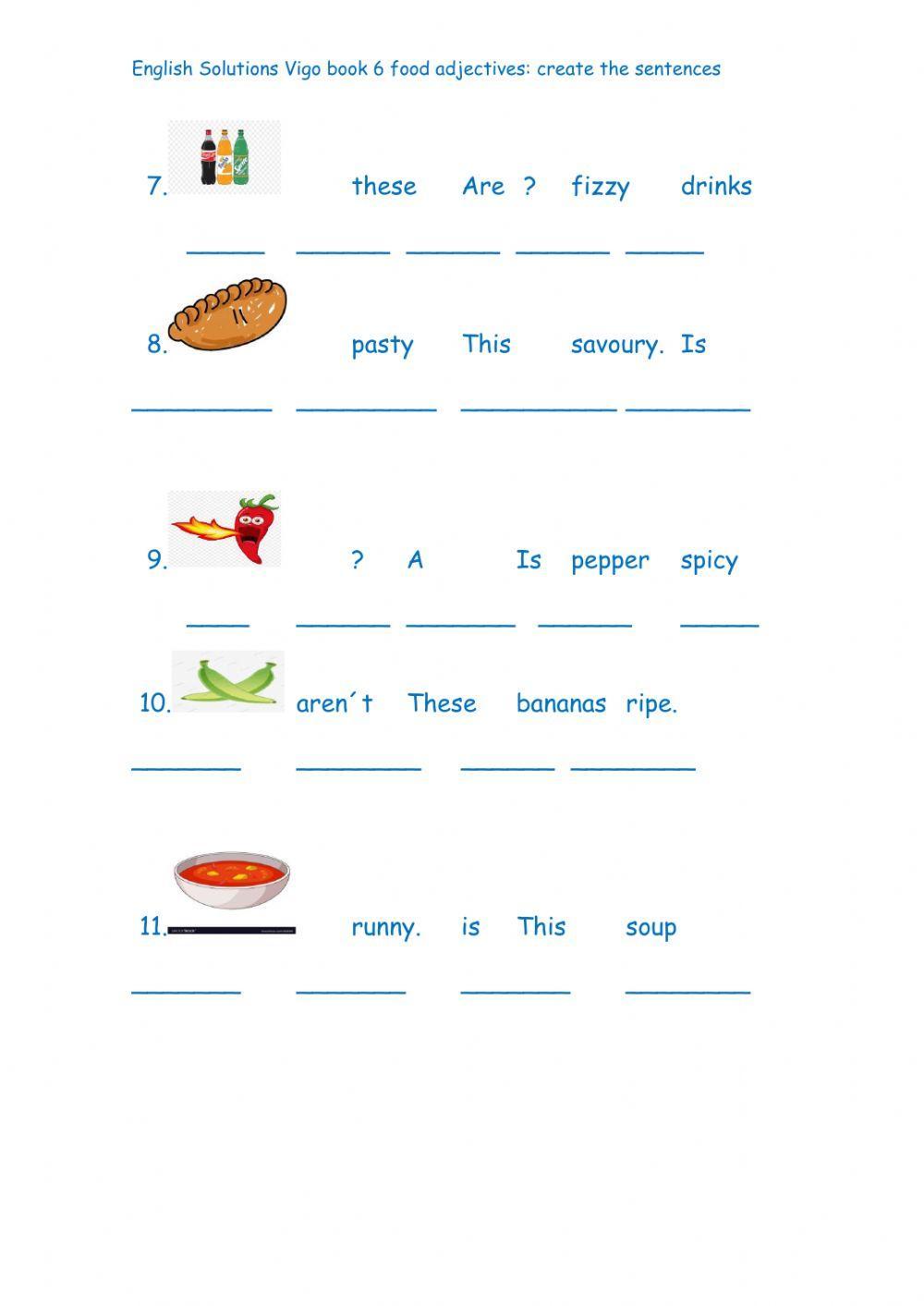 English Solutions Vigo book 6 food adjectives