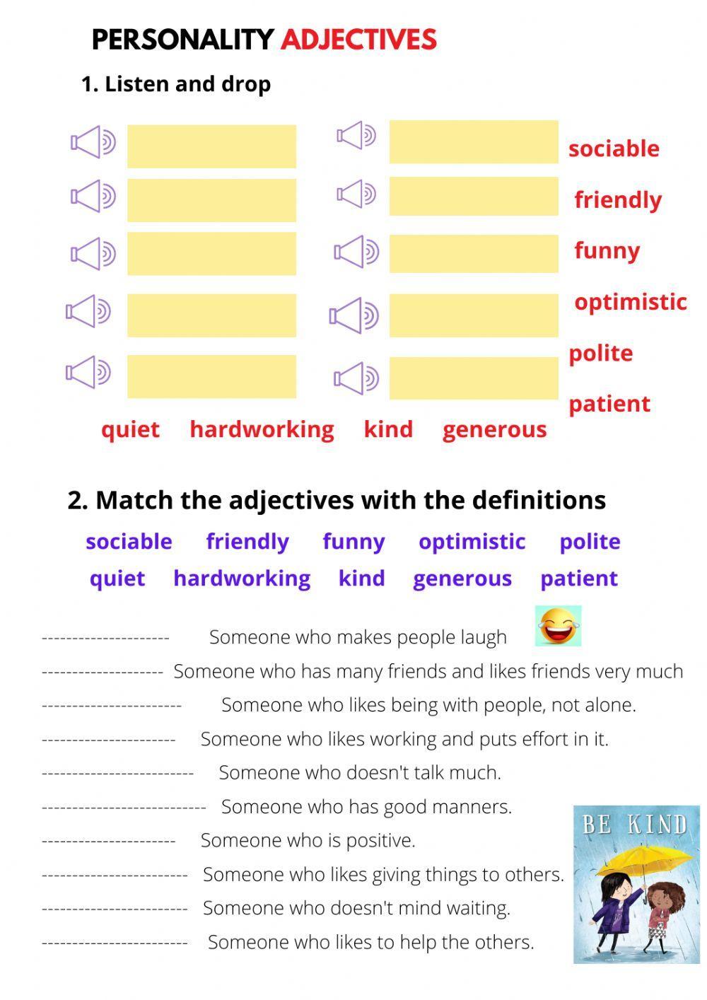 Pesonality adjectives Pesonality adjectives