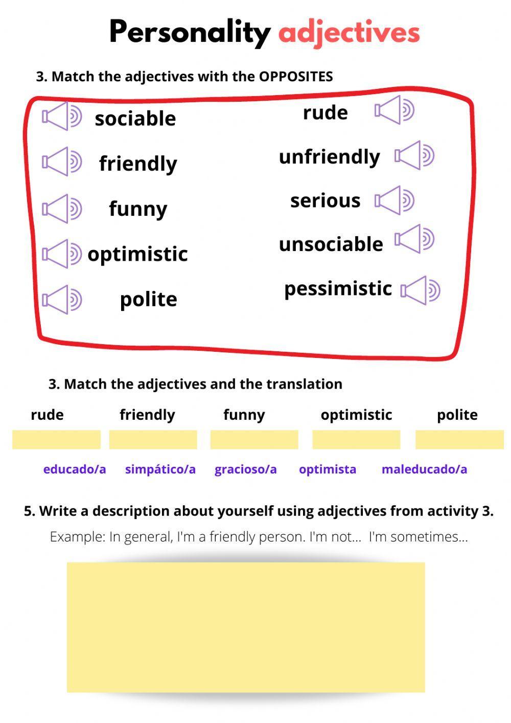 Pesonality adjectives