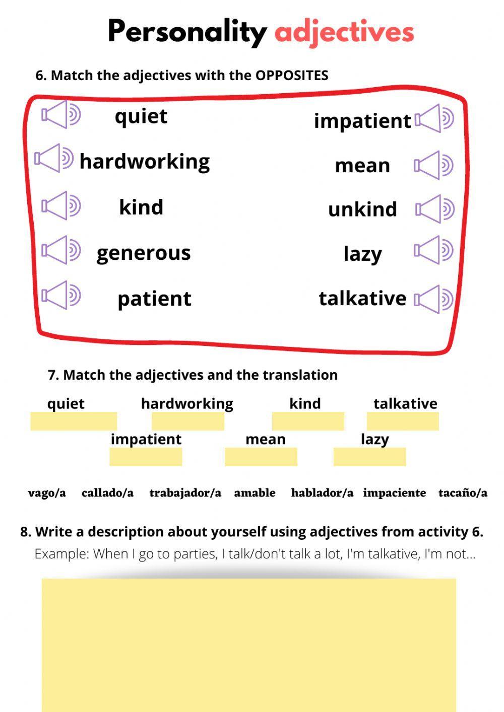 Pesonality adjectives Pesonality adjectives