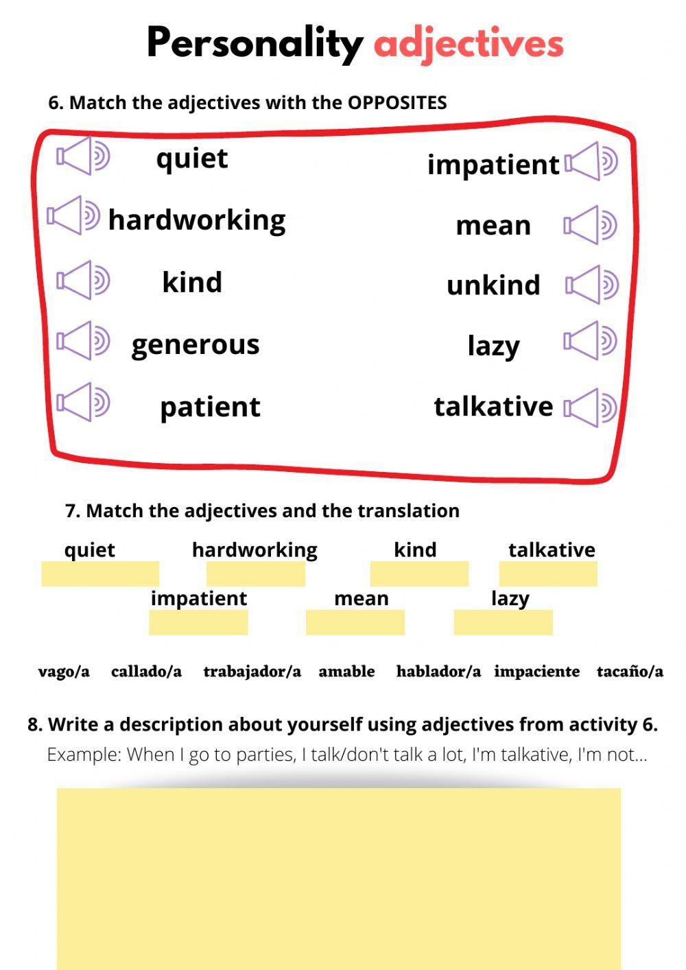 Pesonality adjectives