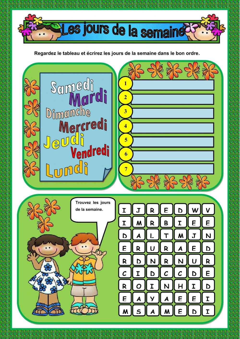 Les jours de la semaine Les jours de la semaine
