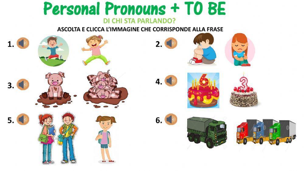 Personal pronouns + to be listening