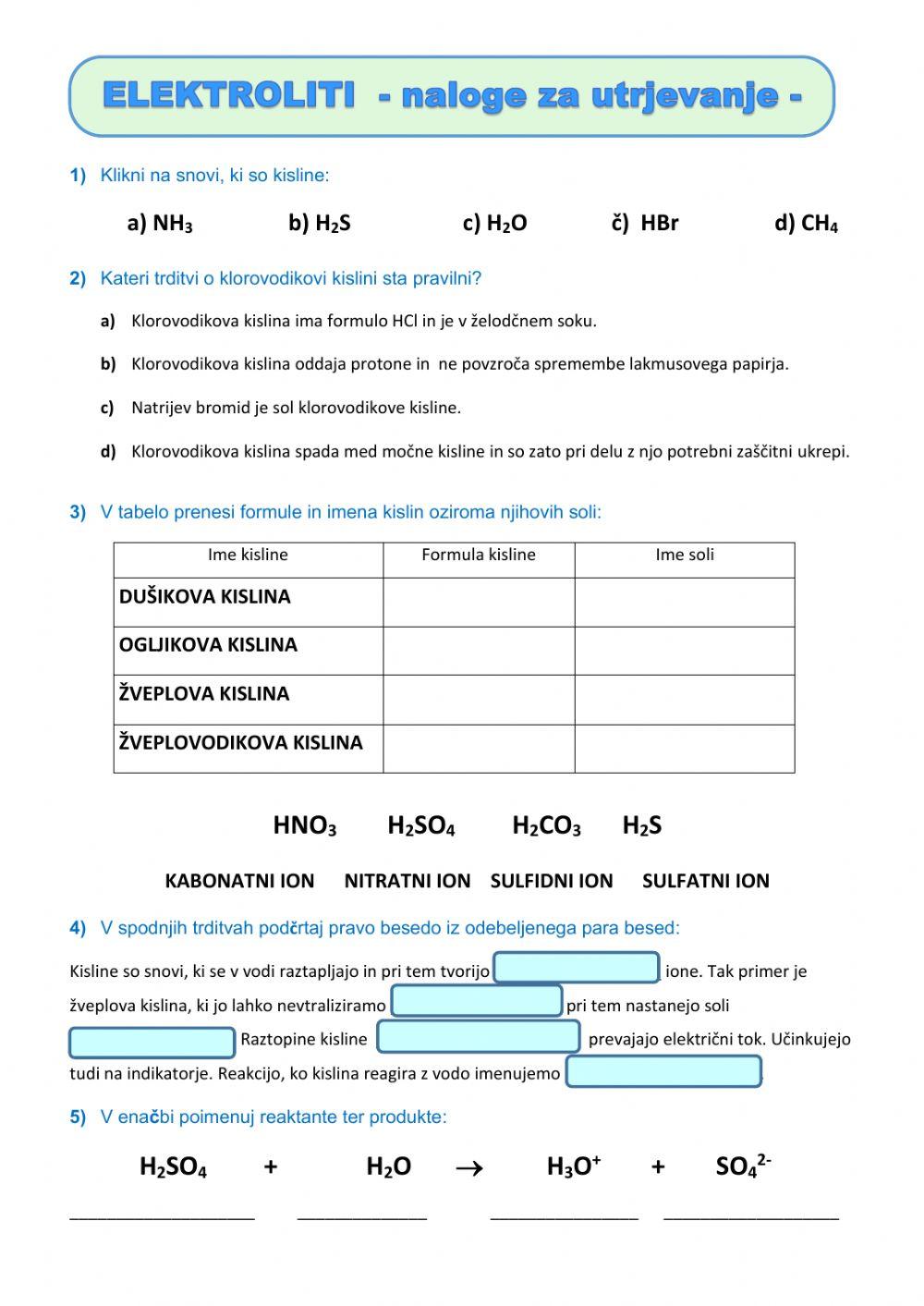 Elektroliti - utrjevanje Elektroliti - utrjevanje