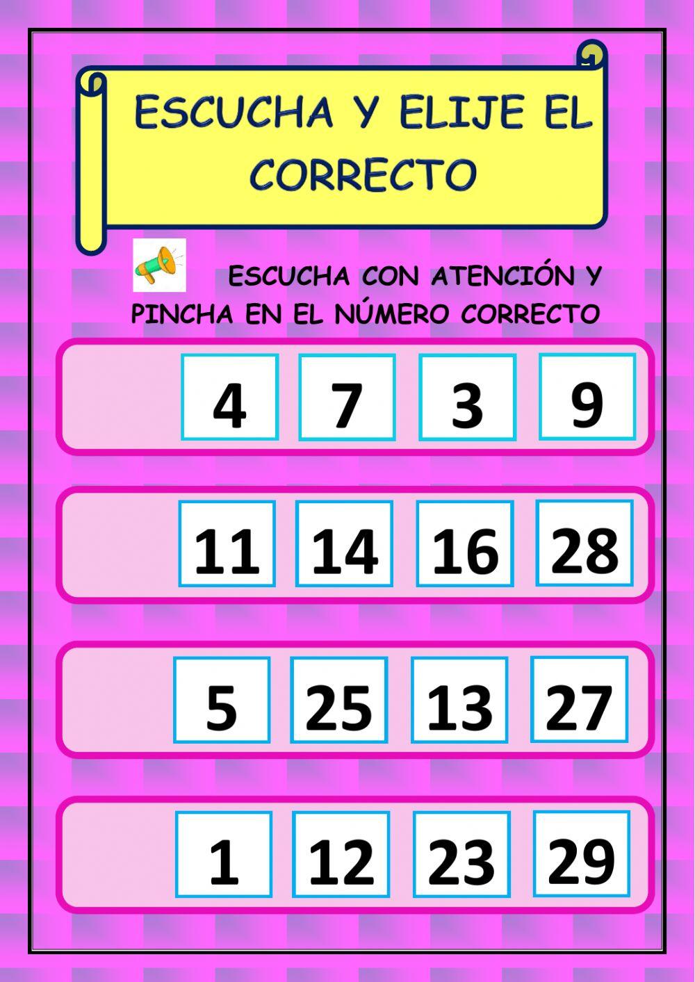 Elije el número correcto