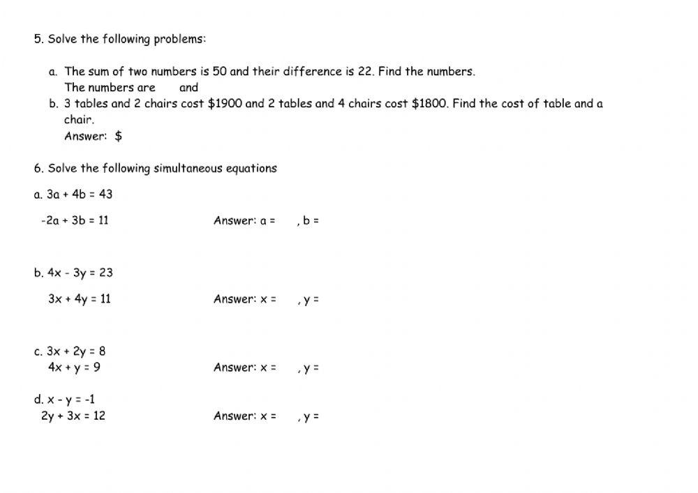 Substitution, Rearrange and Simultaneous