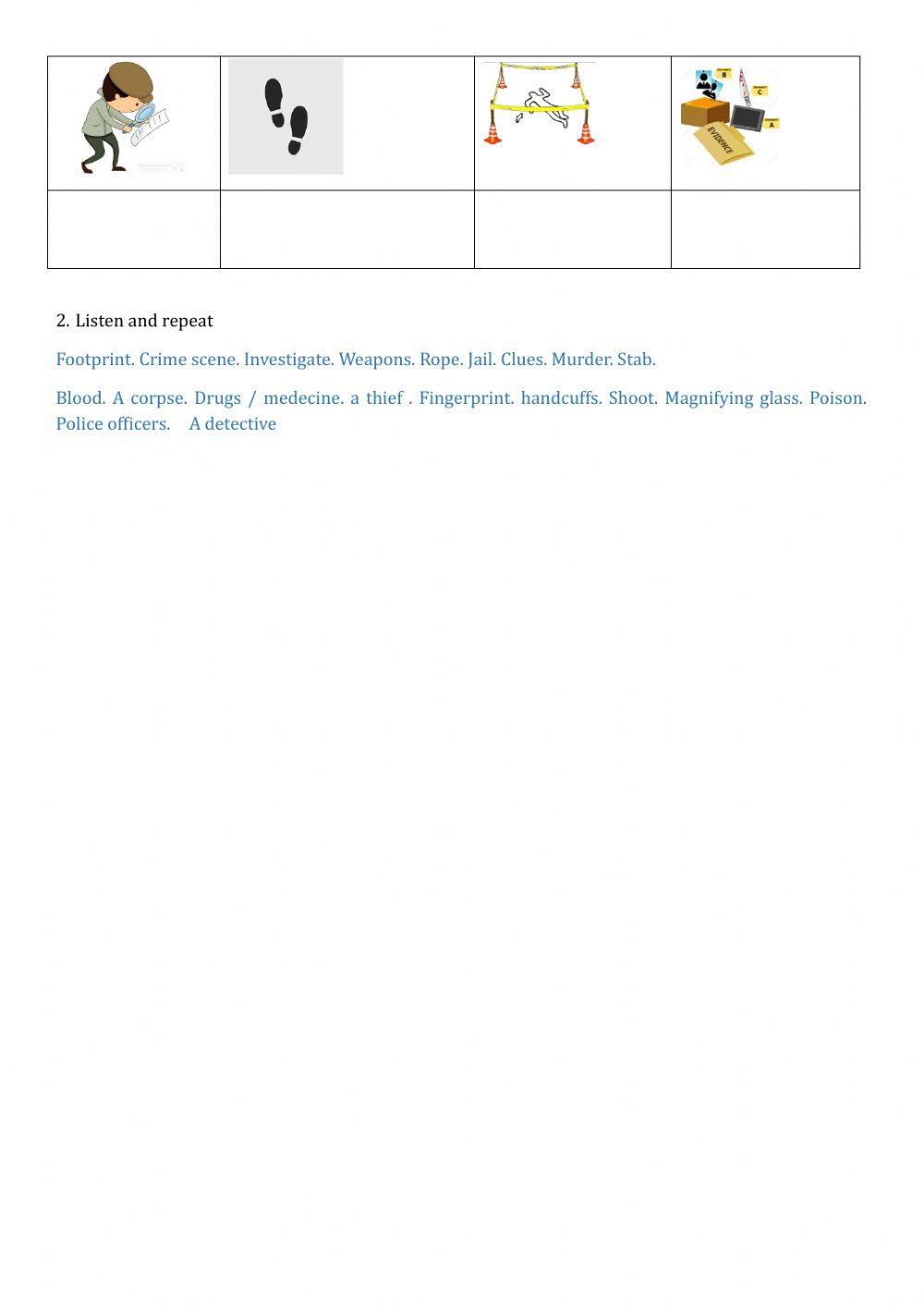 Detective stories vocabulary