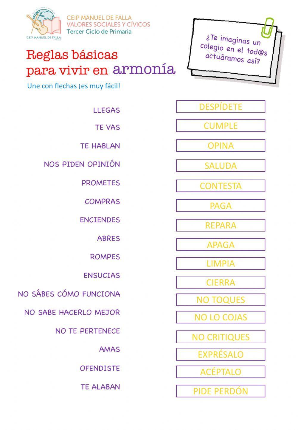 Reglas básicas para vivir en armonía