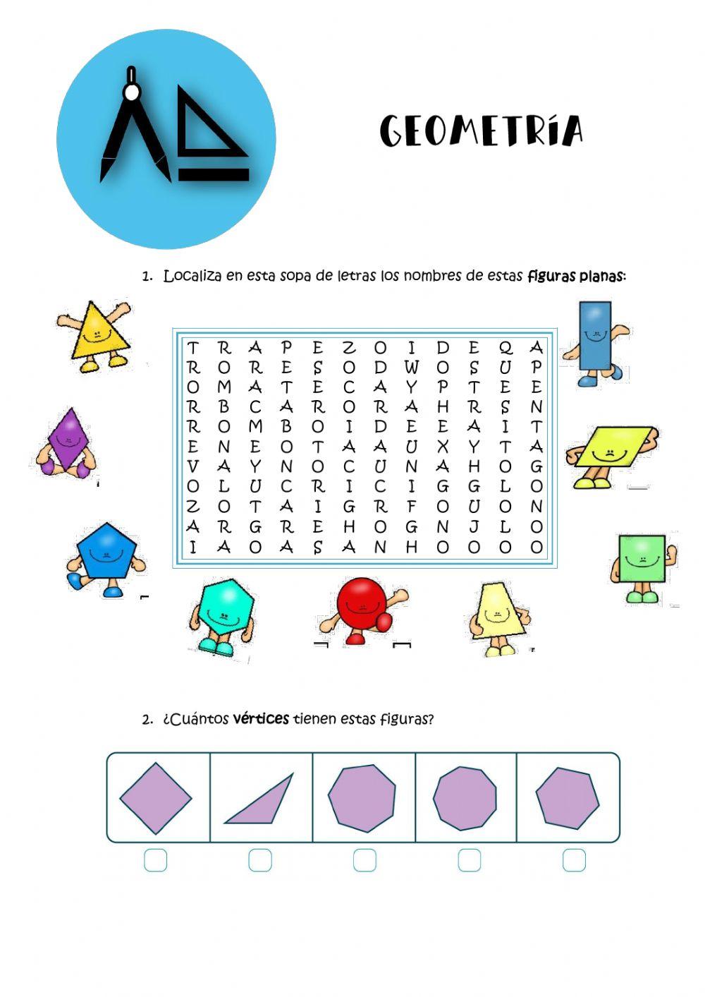 Repaso GEOMETRÍA | Free Interactive Worksheets | 196807, image size:1000x1413