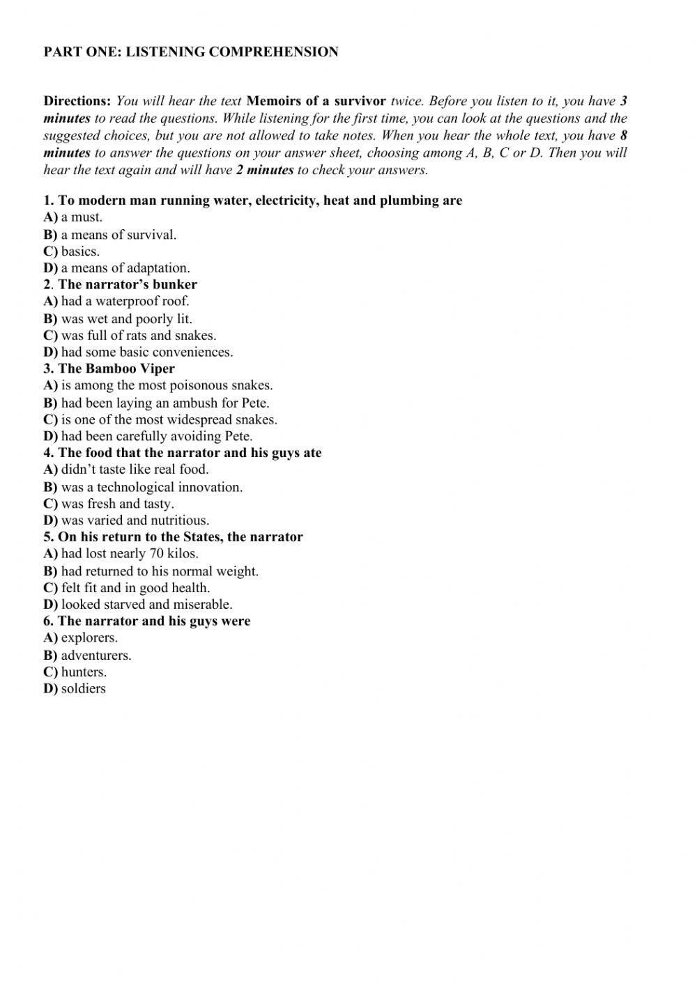 English Exam State Practice Test 17 MODULE 1&2