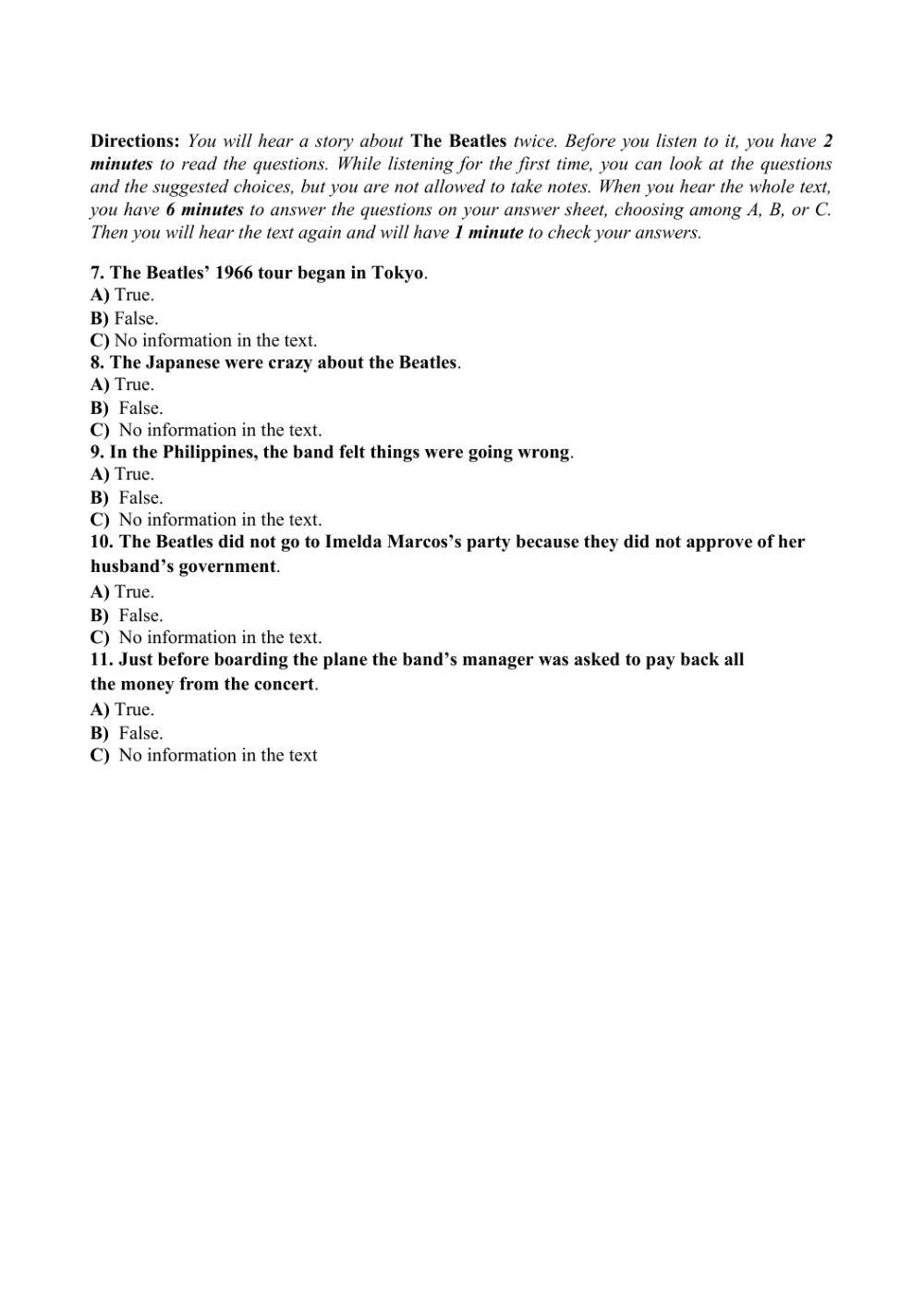 English Exam State Practice Test 17 MODULE 1&2