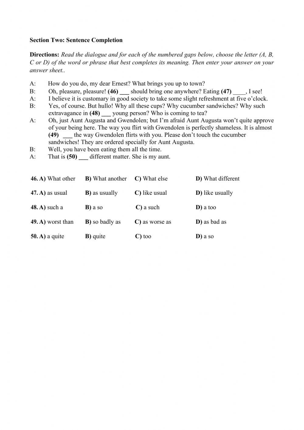English Exam State Practice Test 17 MODULE 1&2