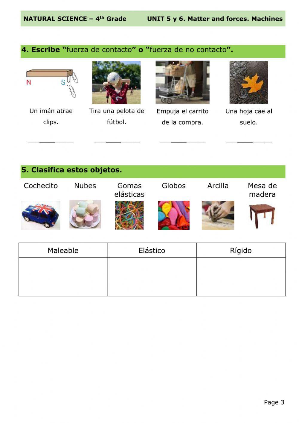 Test máquinas y materia