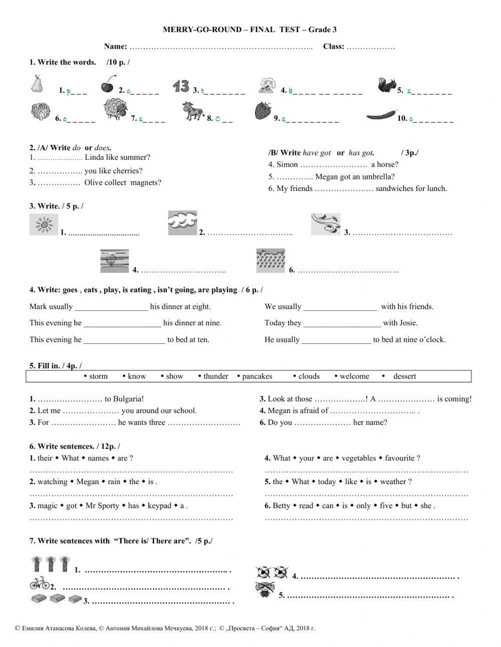 MERRY-GO-ROUND-FINAL TEST - GRADE 3