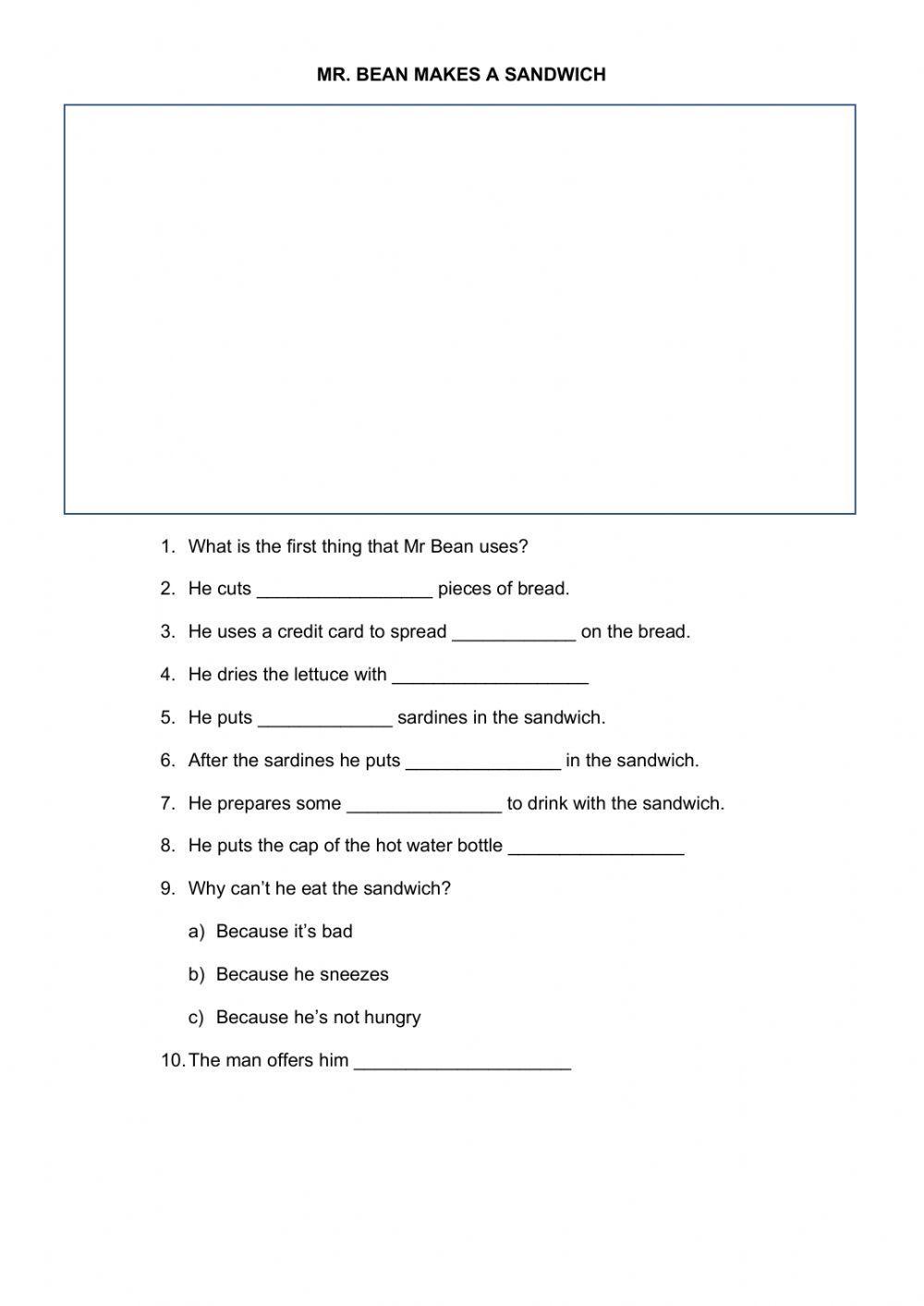 Mr Bean makes a sandwich