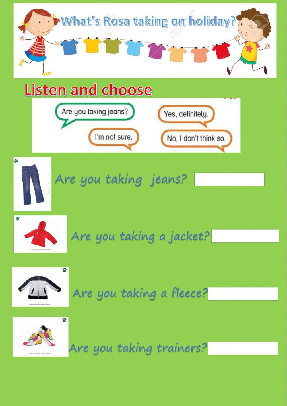 What's Rosa taking on holiday?