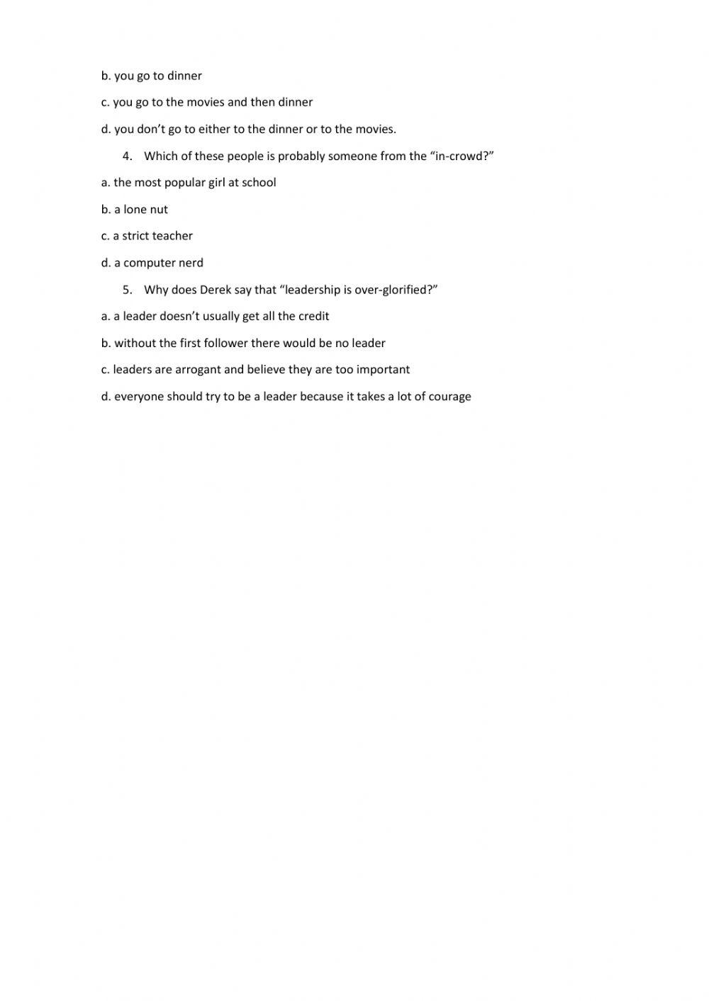 Derek sivers how to start a movement online exercise for live worksheets